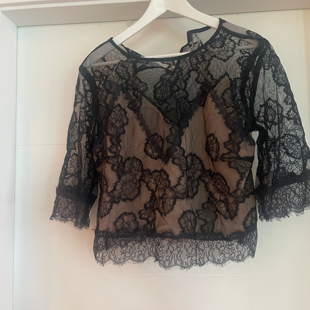 Anthropologie Black Lace Top